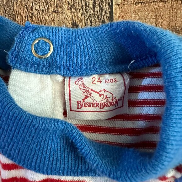 Buster Brown vintage red and white striped with monkey banana body suit 24months - Picture 3 of 5